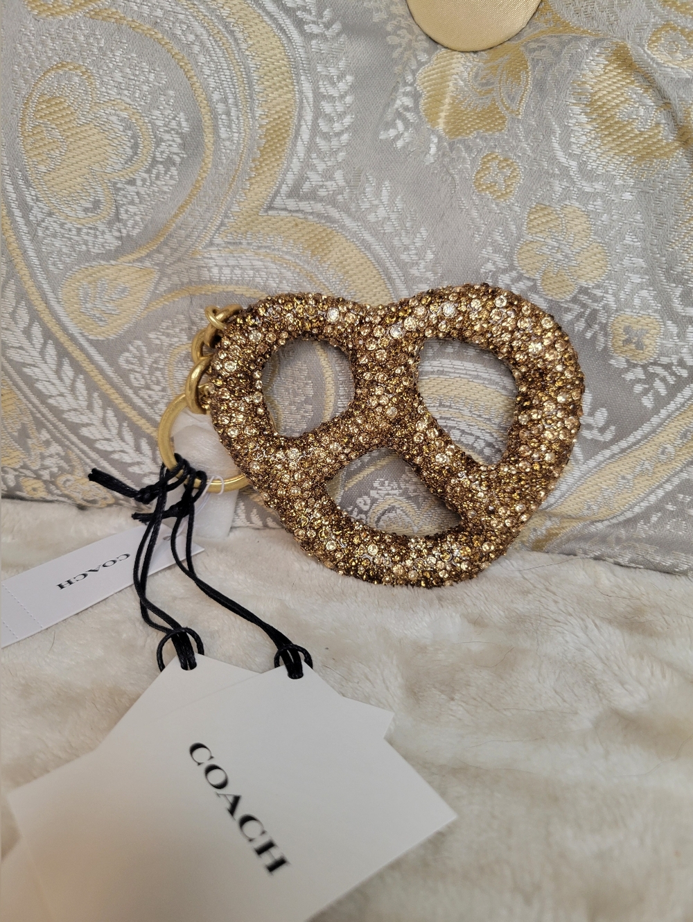 COACH CRYSTAL LARGE PRETZEL BAG CHARM CCY89